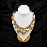 Heart 18K Gold Anti Tarnish Ball Curb Chain Statement Necklace For Women