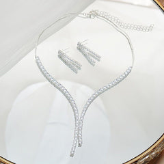 Solitaire Rhinestone Silver Anti Tarnish Necklace For Women