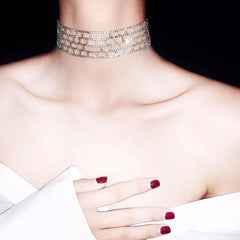 Solitaire Wall View Rhinestone Silver Anti Tarnish Necklace For Women