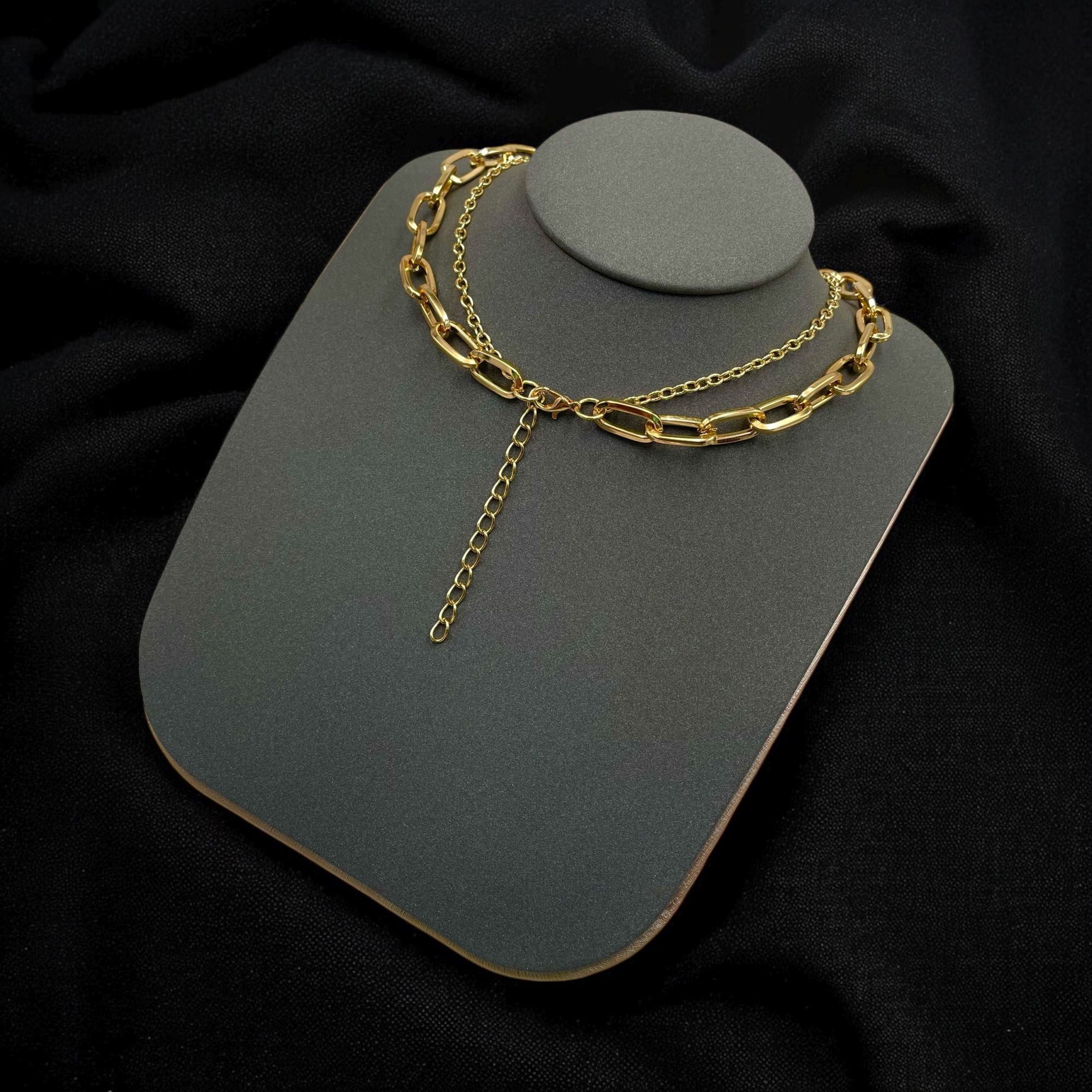 Heart Cubic Zirconia 18K Gold Anti Tarnish Three Layer Link Chain Necklace For Women