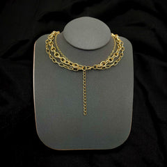 Round Baguette Cubic Zirconia 18K Gold Anti Tarnish Three Layer Link Chain Necklace For Women