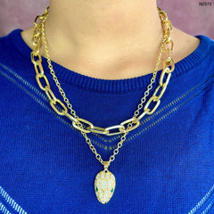 Snake Head Cubic Zirconia 18K Gold Anti Tarnish Three Layer Link Chain Necklace For Women
