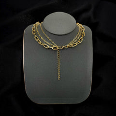 Drum Cubic Zirconia 18K Gold Anti Tarnish Three Layer Link Chain Necklace For Women
