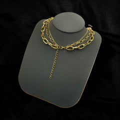 Flower Cubic Zirconia 18K Gold Anti Tarnish Three Layer Link Chain Necklace For Women