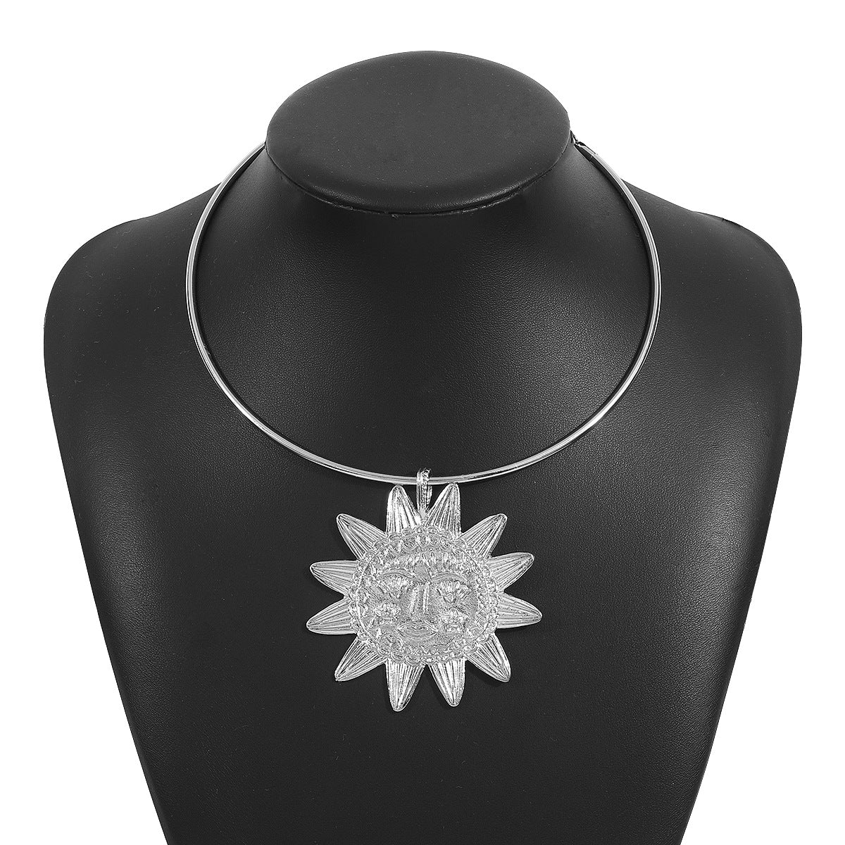 Star Sun Face 18K Gold Hasli Collar Necklace For Women