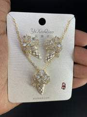 Multi Color Ice Cream Rose Silver Gold Copper Necklace Earring Set Women