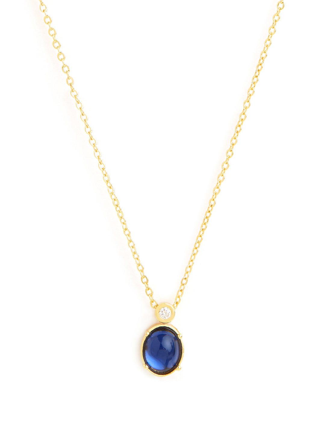Stylish Oval Blue Rose Silver Gold CZ Anti Tarnish Brass Necklace