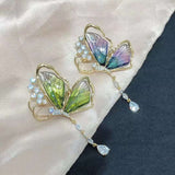 Butterfly Cubic Zirconia Blue 18K Gold Anti Tarnish Brooch For Women