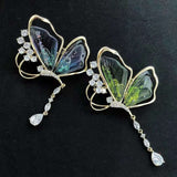 Butterfly Cubic Zirconia Blue 18K Gold Anti Tarnish Brooch For Women