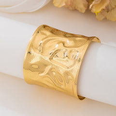 Designer Wide Textured Gold Plated Plain Alloy Bracelet For Women
