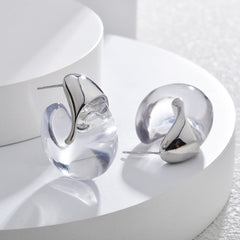 Gold Silver Chunky Shape Plain Copper Hoop Earrings For Women