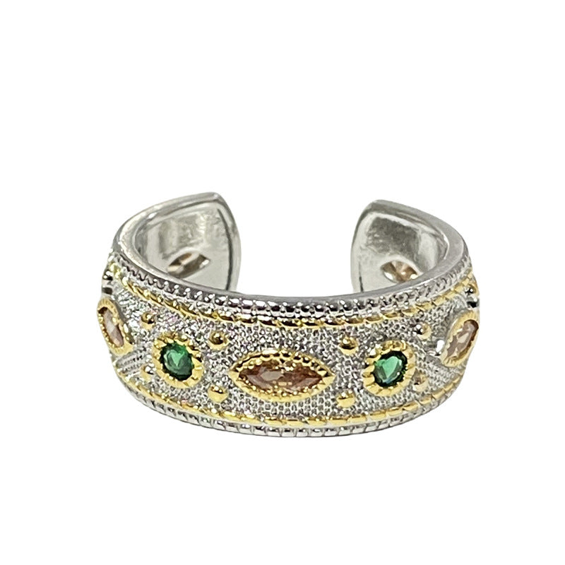 Silver Multi Gemstone Cubic Zirconia Anti Tarnish Pack of 4 Band Ring For Women