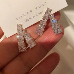 Solitaire Gold Plated Cubic Zirconia Rhinestone Alloy Stud Earrings