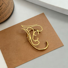 Gold Minimalist Calligraphy Plain Ear Cuff Earrings For Women