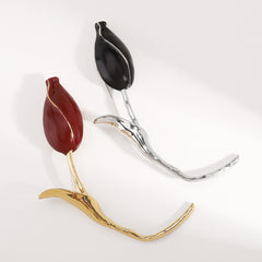 Multi Color Tulip Bloom Gold Silver Plated Enamel Brooch For Women