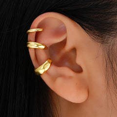 Gold Plated Plain Alloy Adjustable No-Piercing Ear Cuff Earrings