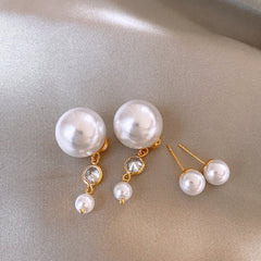 Pearl Cubic Zirconia 18K Gold White Anti Tarnish Stud Drop Earring For Women