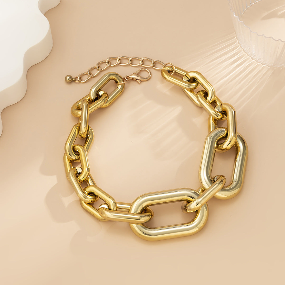 Curb Single Layer Gold Silver Hip Hop Joint Link Chain Necklace For Women