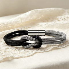 Multi Color Infinity Knot Silver Plain Fabric Bracelet For Women