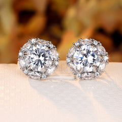 Emerald Green Silver Cubic Zirconia Anti Tarnish Stud Earring For Women