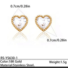 Designer Round Teardrop Square Heart Gold Plated CZ Copper Stud Earrings