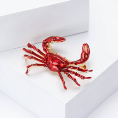Red Crab Gold Plated Enamel Brooch For Women