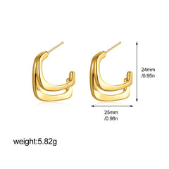 Modern Dual Layer Gold Silver Anti Tarnish Stainless Steel Hoop Earrings