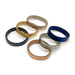 Black Stackable Stainless Steel Anti Tarnish Adjustable Watch Stripe Elastic Bracelet For Women