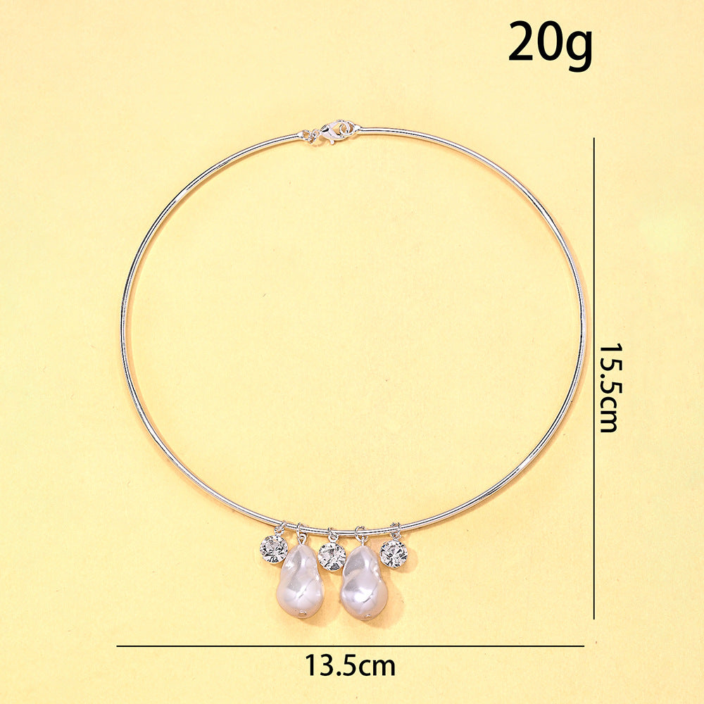 Designer Pearl & CZ Gold Silver CZ Anti Tarnish Copper Choker Necklace