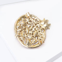 Red Gold Pomegranate Rhinestone Brooch For Women