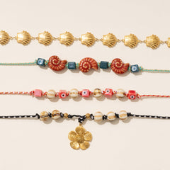 Ocean Shell Flower Evil Eye Beads Multi Thread Necklace For Women