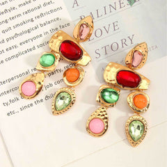 Multi Color Gold Plated Cubic Zirconia Dangler Earrings