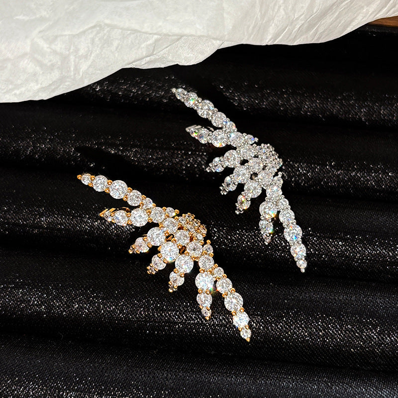 Geometric Cubic Zirconia 18K Gold Silver Ear Cuff Earring Pair For Women