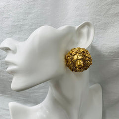 Lion Head 18K Gold Anti Tarnish Stud Earring For Women