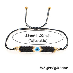 Black Evil Eye Gold Plated Thread Bracelet  For Women