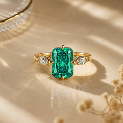 Designer Cushion Cut Gold Silver CZ Copper Cocktail Adjustable Ring