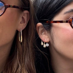 Slim U-Shape Gold Plated CZ Anti Tarnish Stainless Steel Hoop Earrings