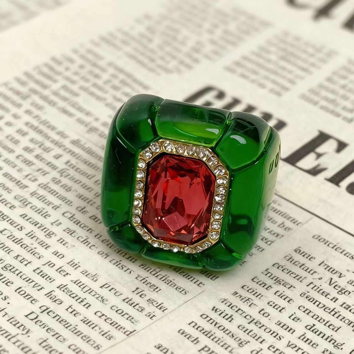 Designer Multi Color Enamel Gold Plated Square Cocktail Ring For Women