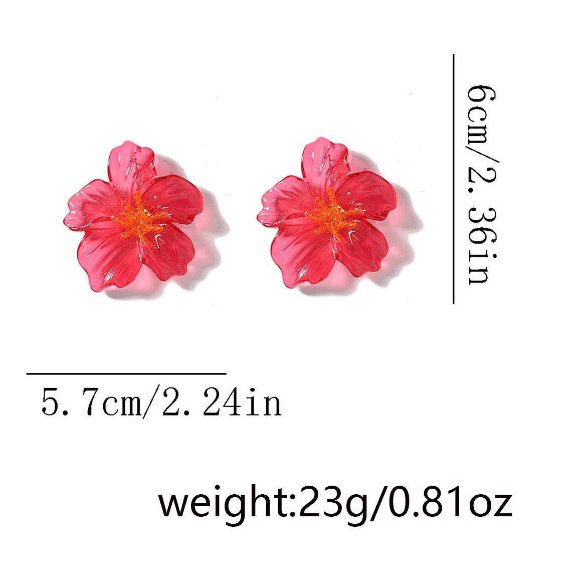 Acrylic Transparent Flower Orange Dangler Stud Earring For Women