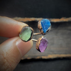 Amethyst Green Blue Purple Crystal Adjustable Ring For Women