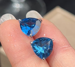 Designer Trillion Cut Silver Plated CZ Anti Tarnish Copper Stud Earrings