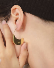 18K Gold Silver Stainless Steel Anti Tarnish Hoop Dangler Earring For Women