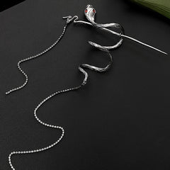 Luxury Snake Design Silver Plated Rhinestone Hair Accessories For Women
