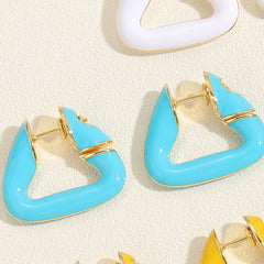 Colorful Geometric Triangle 18K Gold Hoop Earring For Women