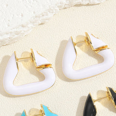 Colorful Geometric Triangle 18K Gold Hoop Earring For Women