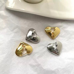 Gold Silver Heart Broken Anti Tarnish Copper Hoop Earrings Women
