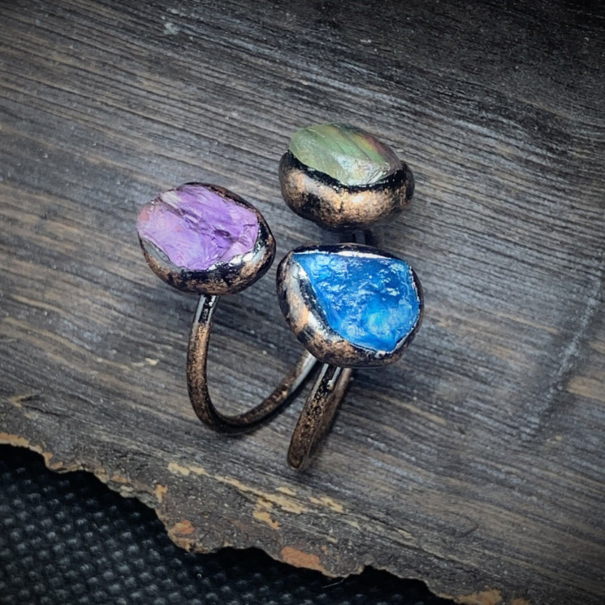 Amethyst Green Blue Purple Crystal Adjustable Ring For Women