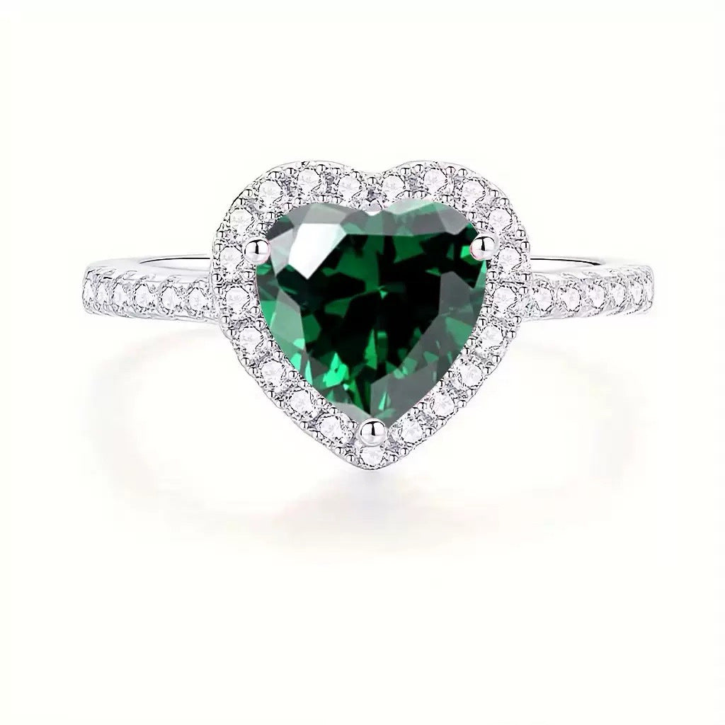 Love Heart Solitaire CZ Silver Anti Tarnish Free Size Ring