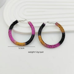 Multi Color High-Shine Gradient Crystal Silver Plated CZ Hoop Earrings