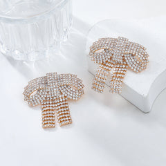 Bow 18K Gold Cubic Zirconia Rhinestone Dangler Earring For Women